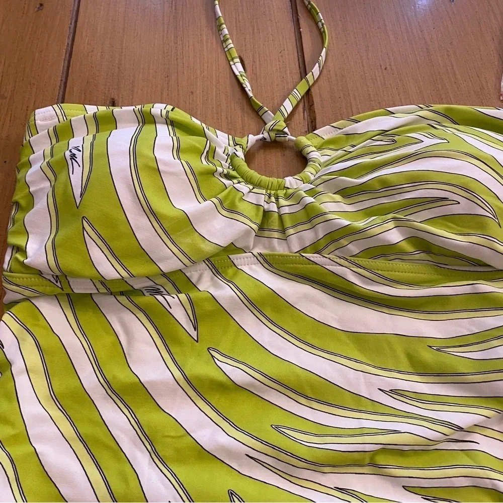 Michael Kors Women’s Tankini Printed O-Ring Halter Style Swimsuit Top New small